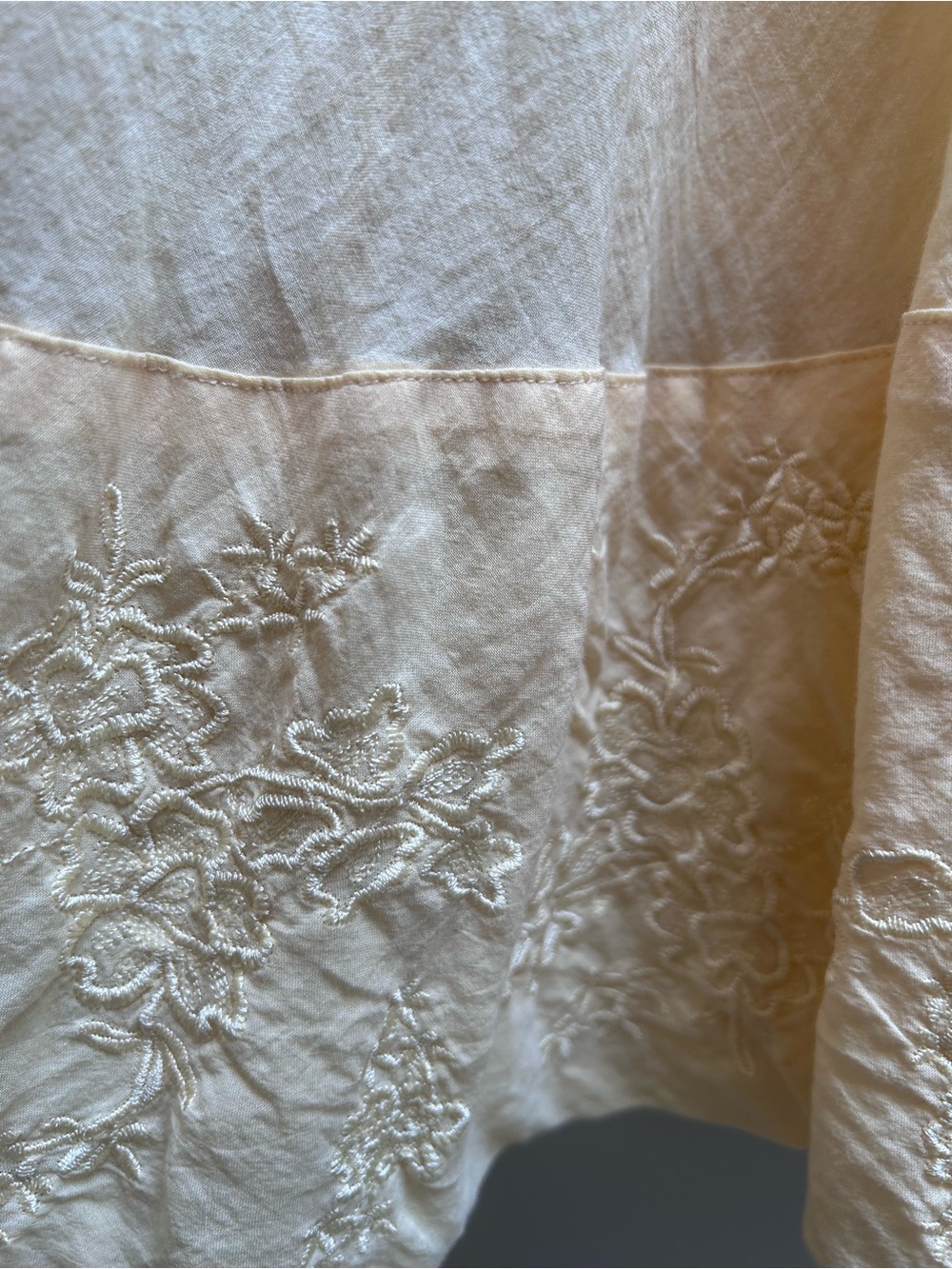 Vintage Joie 100%Cotton Yellow Embroidered Maxi Skirt - Picture 4 of 10